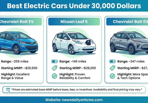 Best Electric Cars Under 30,000 Dollars